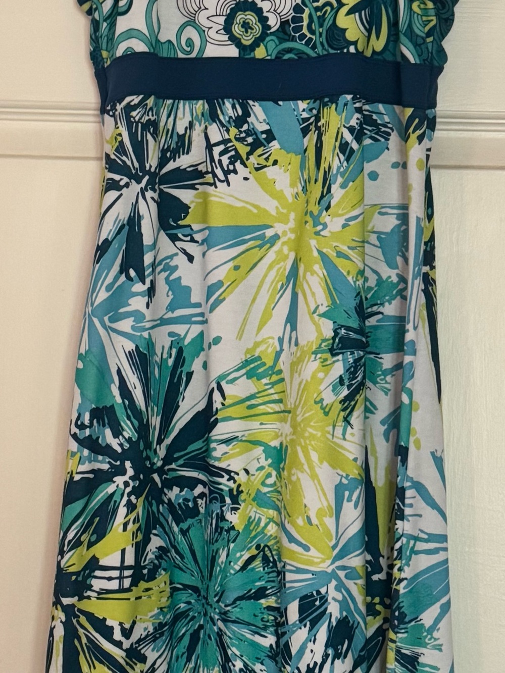 Prana Tropical Print Summer Dress in Teal, Lime & Navy